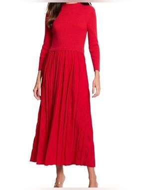 Nic+ Zoe Long Sleeve Maxi Dress Knit Top/Pleated Skirt Women's Size XS